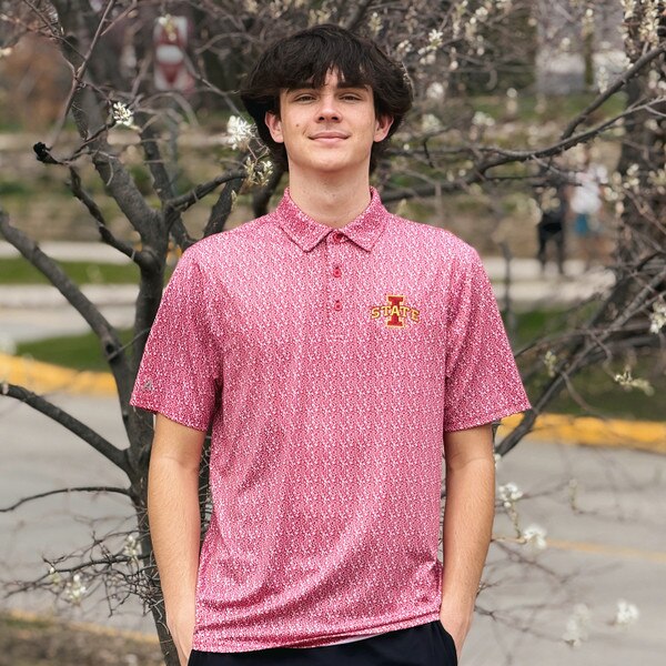 Antigua I-State Cardinal Botanical Short Sleeve Polo